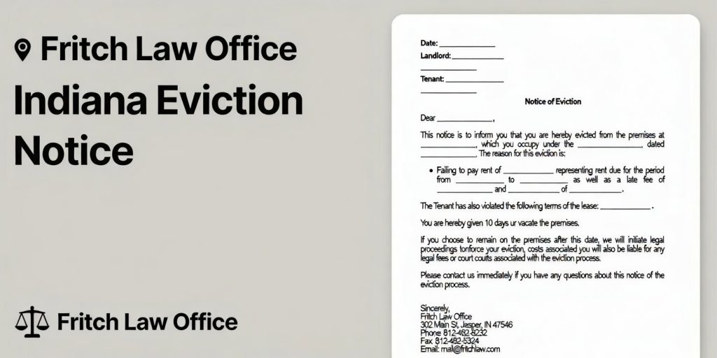 Indiana Eviction Notice template from Fritch Law Office, Jasper IN – customizable legal form for landlords