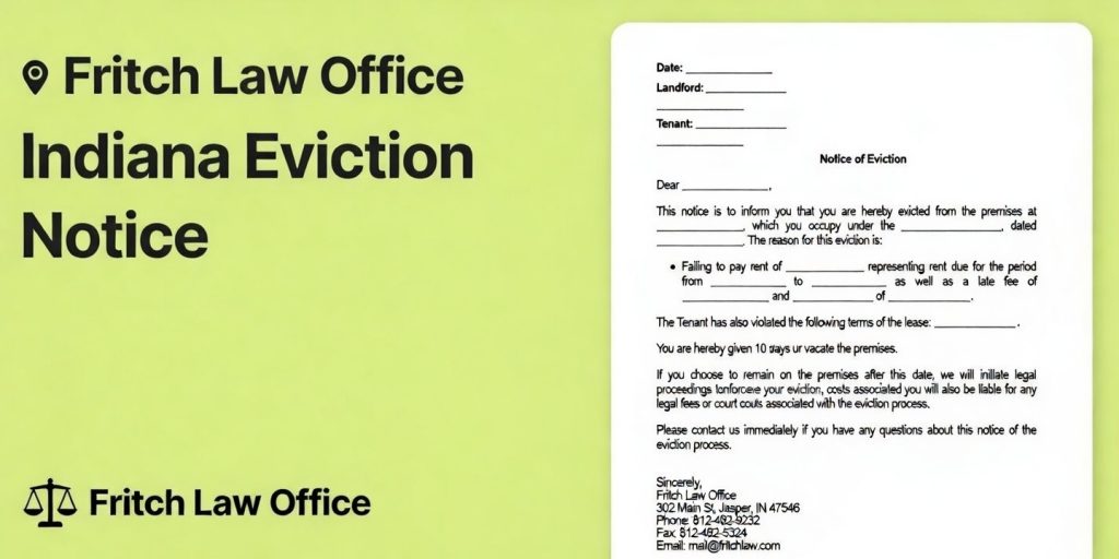 Indiana Eviction Notice template from Fritch Law Office, Jasper IN – customizable legal form for landlords