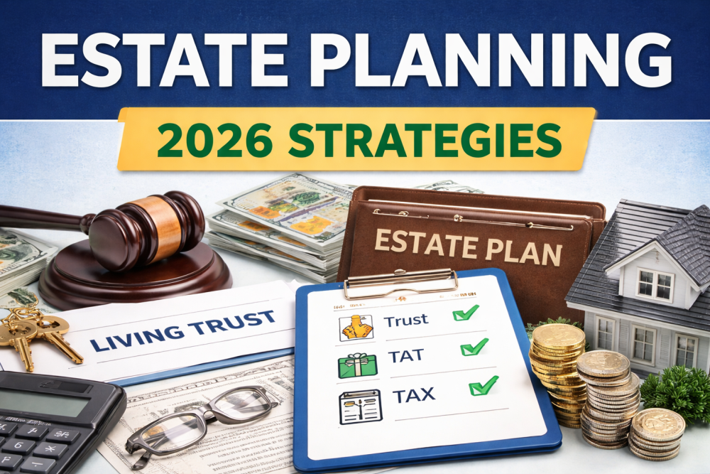 Estate planning strategies for 2026 showing trusts, tax planning, and wealth protection tools for families and estate planning guidance.
